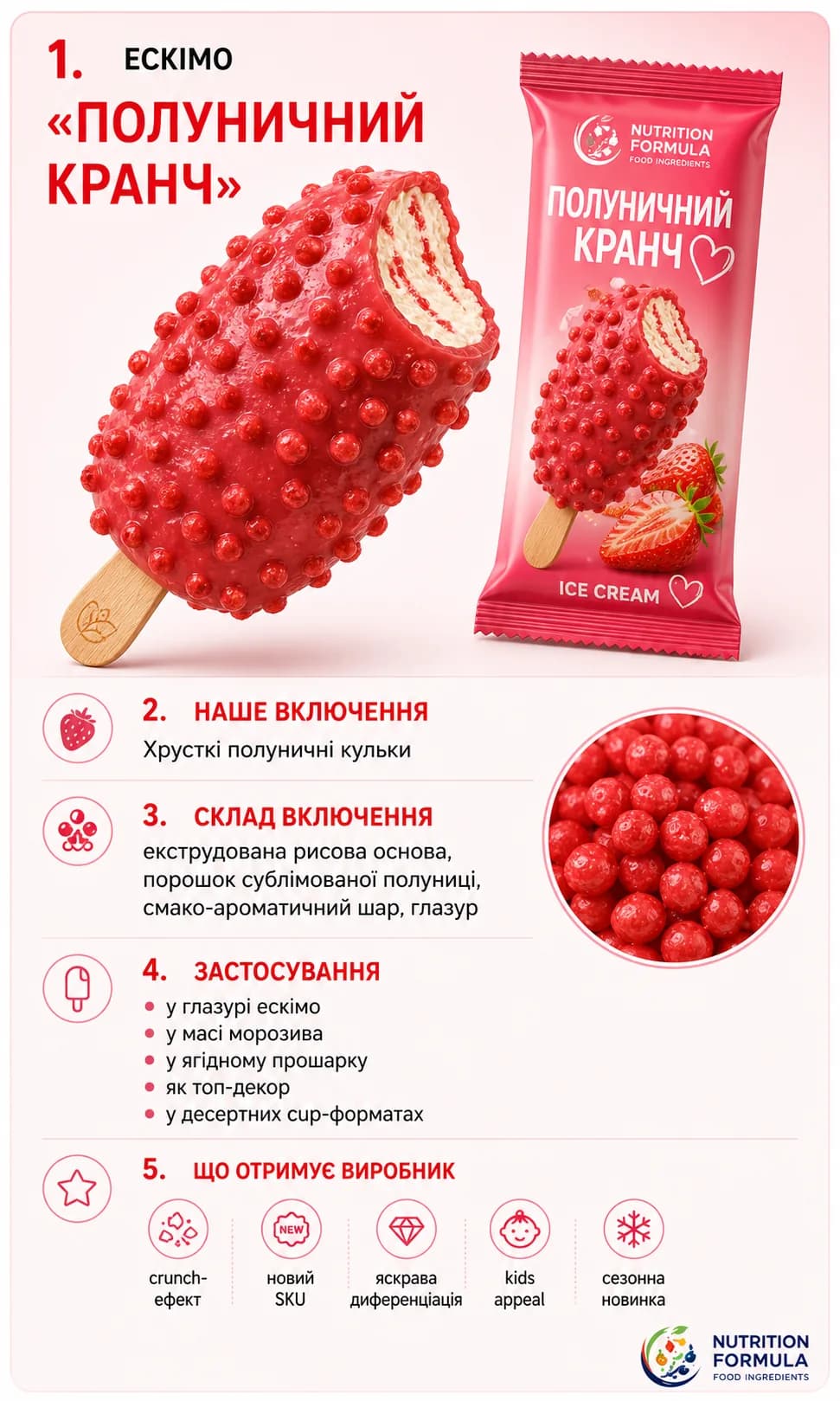 Полуниця кранч морозиво батончик