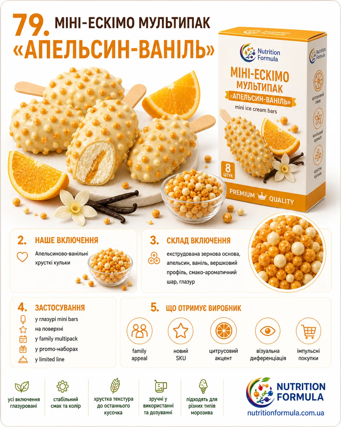 Міні ескімо мультипак апельсин ваніль