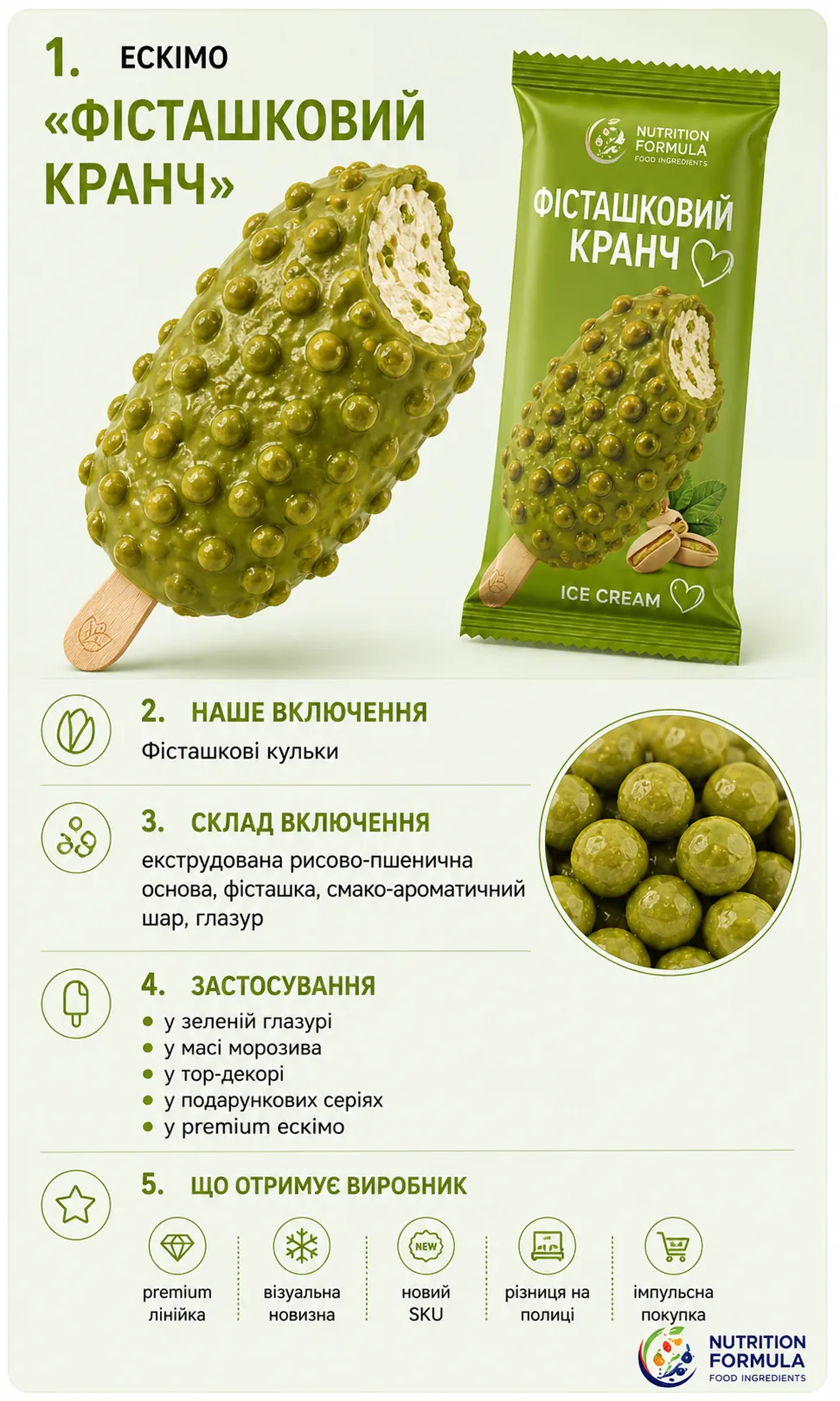 Фісташка кранч морозиво батончик